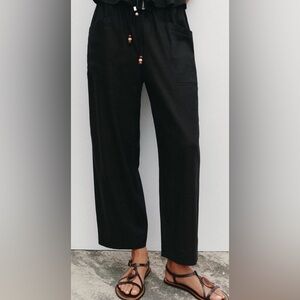 Zara Men's Black Relaxed Straight-Leg Pants